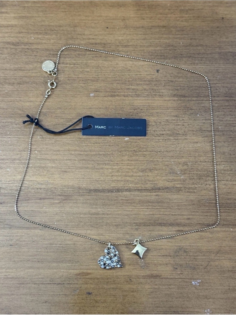 Marc Jacobs Silver Heart Pendant Necklace Crystal Pave Faux Diamond Charm